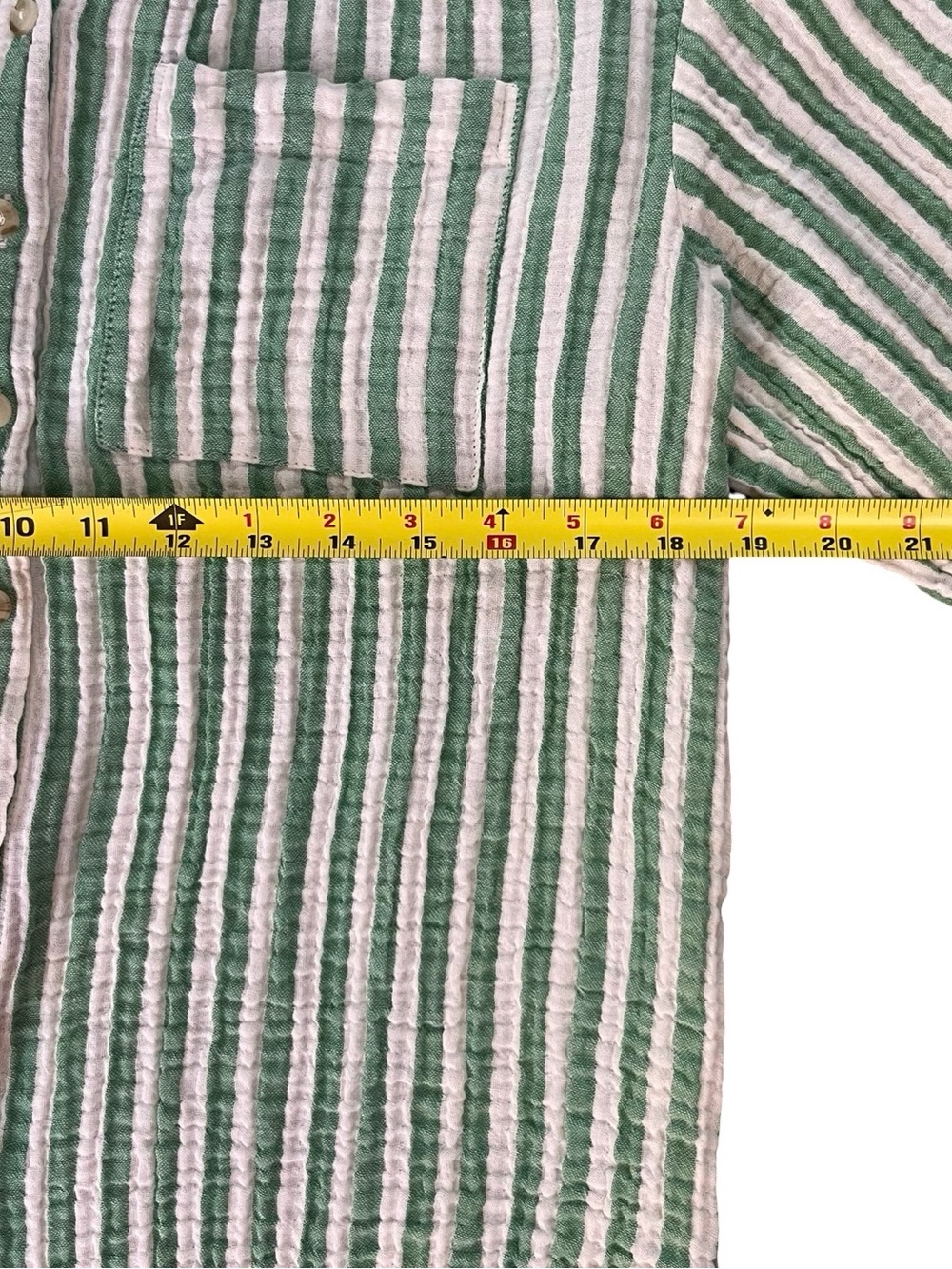 Pilcro Green and White Striped Button Down Shirt - Picture 13 of 15